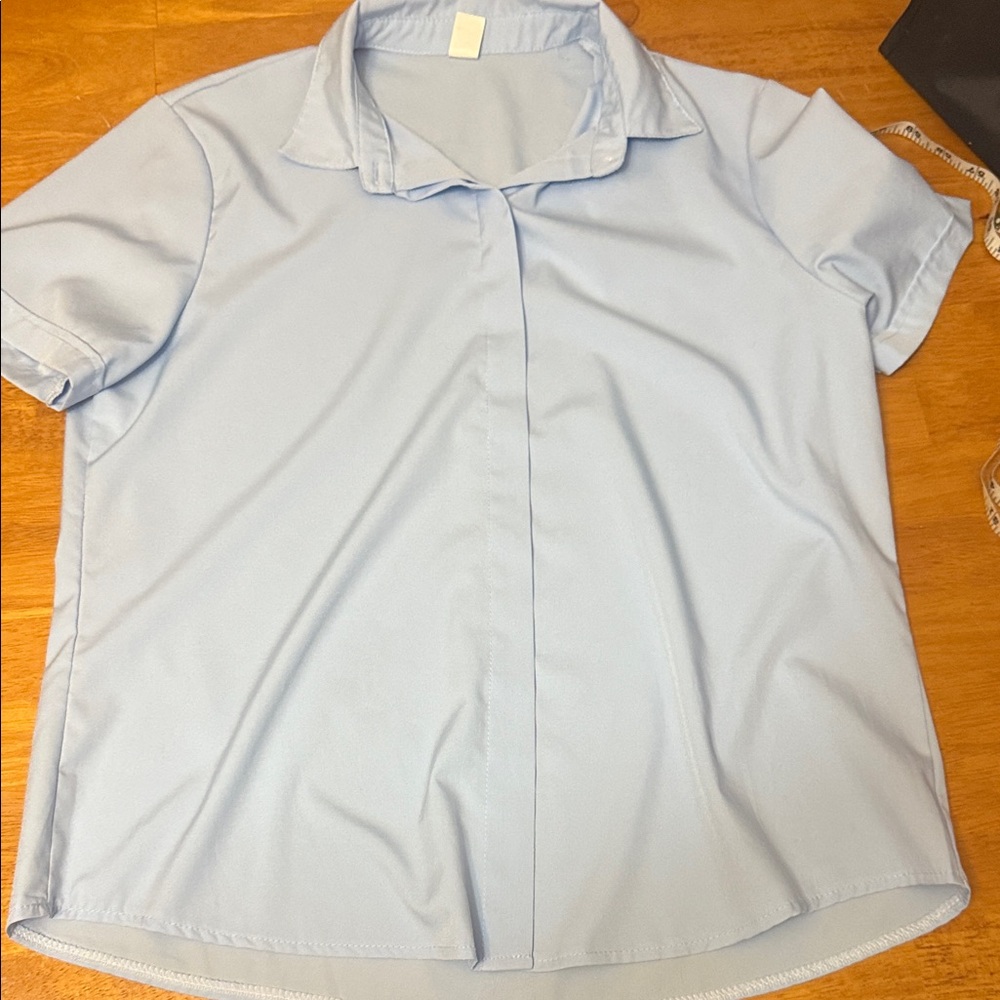 Light Blue Short Sleeve Blouse